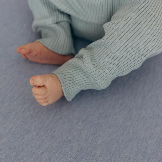 Dreamology Standard Crib Sheets Fitted, 2 Pack, Cotton Crib Sheet, Soft, Crib Sheet Boys, Girls, Neutral Crib Sheets, Toddler Bed Sheets, 52x28 Crib Mattress Sheet | Denim Blue,Sky Blue