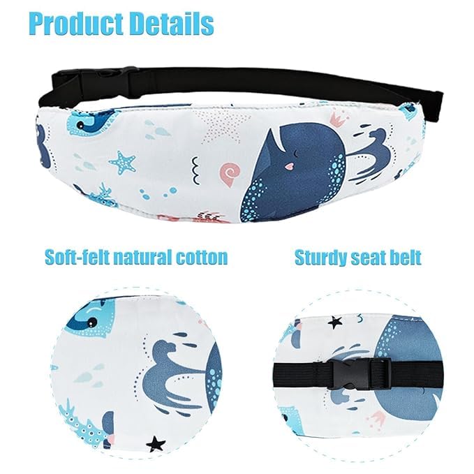 2 Pcs Baby Head Support for Car Seat, Carseat Head Support for Infant Toddler Kids Children Stroller Seat Neck Relief Head Band Sleeping Traveling (Whales and Octopuses)