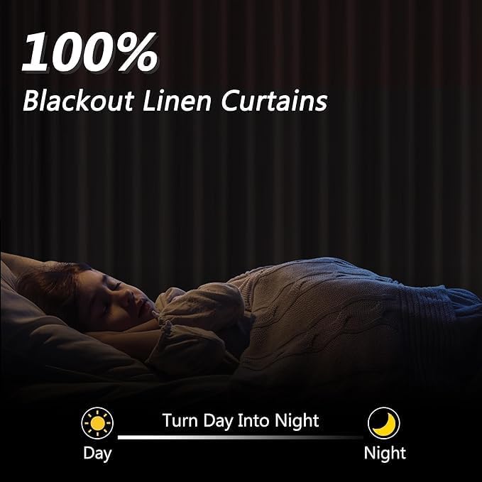 Guken 100% Blackout Curtains 80 Inch Length 2 Panels Set for Living Room Bedroom Back Tab Thermal Insulated Black Out Linen Drapes Room Darkening Window Curtains 80 Inches Long,Desert Sage