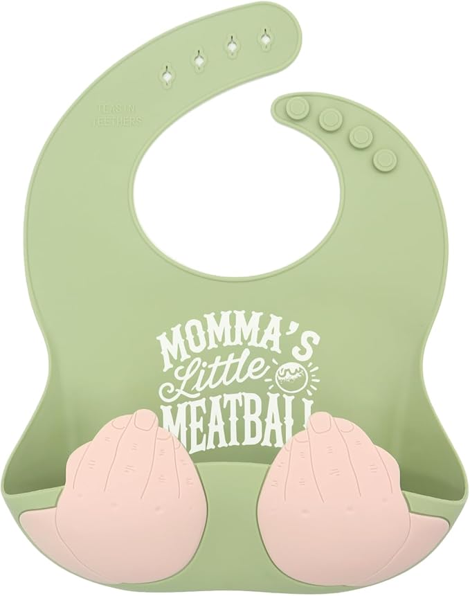 Teasin' Teethers Funny Italian Silicone Baby Bib with Pocket Food Catcher for Toddlers and Infants Funny Baby Bib Gift