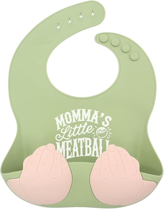 Teasin' Teethers Funny Italian Silicone Baby Bib with Pocket Food Catcher for Toddlers and Infants Funny Baby Bib Gift