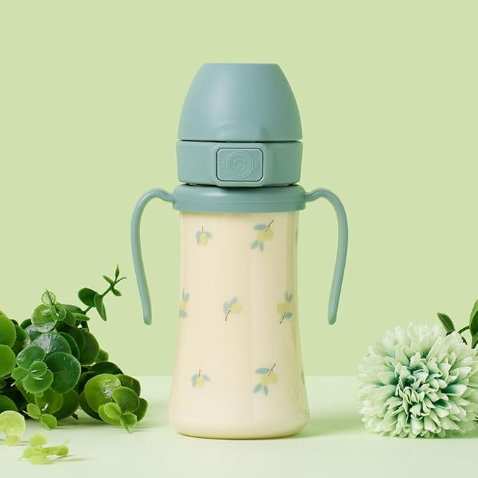 GROSMIMI Flip Top Spill Proof Sippy Cup, PPSU, BPA Free, 10 oz, Stage 2 Straw for Toddlers (Olive)