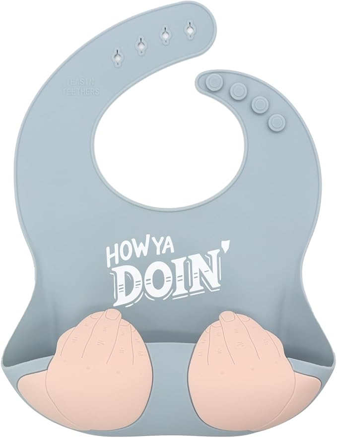 Teasin' Teethers Funny Italian Silicone Baby Bib with Pocket Food Catcher for Toddlers and Infants Funny Baby Bib Gift