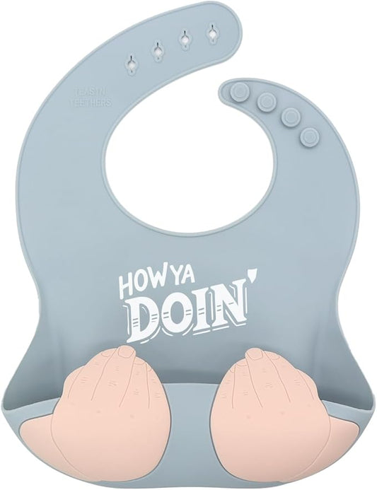 Teasin' Teethers Funny Italian Silicone Baby Bib with Pocket Food Catcher for Toddlers and Infants Funny Baby Bib Gift