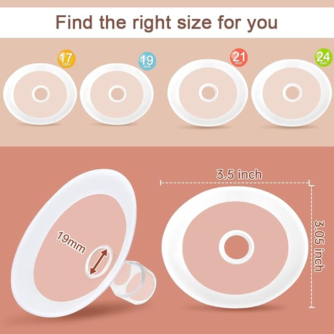 PumpMom-us 19mm Oval Flanges Compatible with Medela Breast Pump Parts, Replace Nipple Shields Flanges Compatible with Medela Pump in Style PersonalFit Symphony Freestyle Flex Swing Maxi