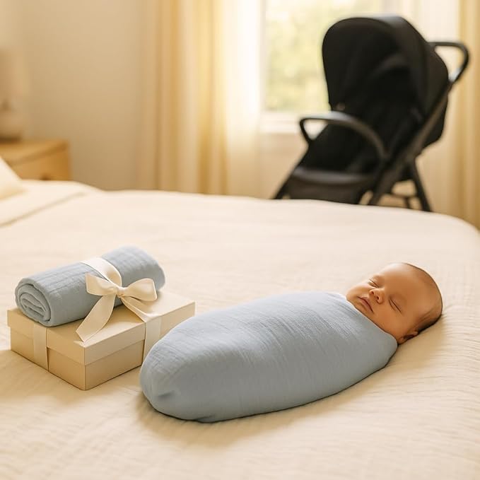 Soft 100% Cotton Swaddles for Newborns, 2- Pack - Large, Breathable Baby Blanket - Versatile, Durable Muslin Swaddle Blankets - Perfect Newborn Essentials