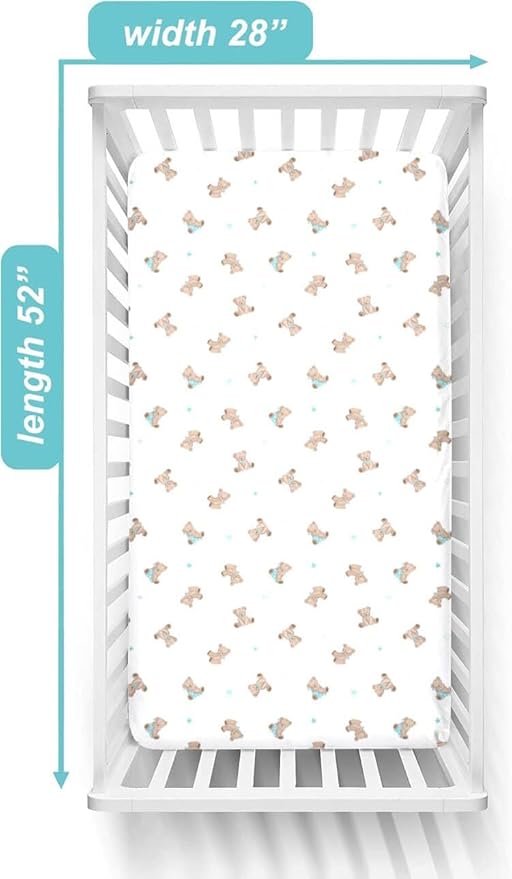 American Baby Company Fitted Crib Sheet 28" x 52", Soft Breathable Neutral 100% Cotton Jersey Sheet, Bear, for Boys and Girls, Fits Crib and Toddler Bed mattresses
