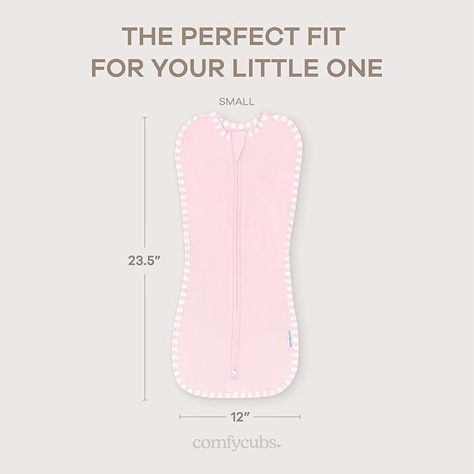 Comfy Cubs Swaddle Blanket Baby Girl Boy Easy Zipper Wrap 2 Pack Newborn Infant Sleep Sack (Small 0-3 Months, Pink)