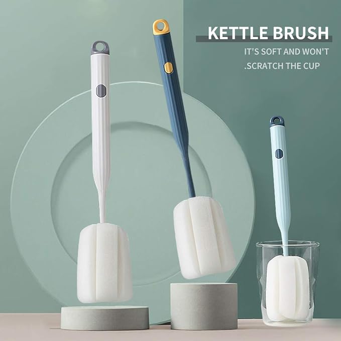 Bottle Soft Brush -2Pcs Sponge Bottle Brush Soft and Easy to Clean, Baby Bottle Sponge Brush Can Effectively Remove The Stain Residue On The Bottom of The Cup (Green)
