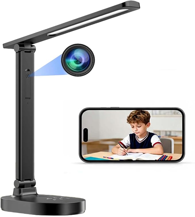 Smart WiFi Baby Monitor with Camera, Eye-Care Desk Lamp with 5 Brightness, Baby Monitors 2k HD, 2-Way Talk, 2.4 GHz Motion Detection Indoor Camera for Baby/Elderly/Pet