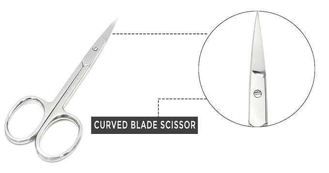 Eyebrow Scissors & Small Cuticle Scissors, 3.7 Inches – Curved Blade Manicure TSA Scissors, Stainless Steel for Eyelashes, Facial Hair, Pubic Hair, Men’s Moustache & Beard