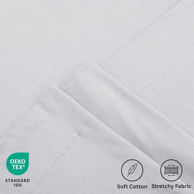 100% Cotton Fitted Sheet Only - Deep Pocket up to 16inch - All-Around Elastic - T-Shirt Fabric Jersey Knit - Extra Soft - Easy Fit - All Season - Comfy (Gray, California King)