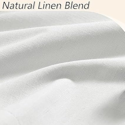 Guken Off White 100% Blackout Curtains 63 Inch Length 2 Panels Set for Living Room Bedroom Back Tab Thermal Insulated Black Out Linen Drapes Room Darkening Window Curtains
