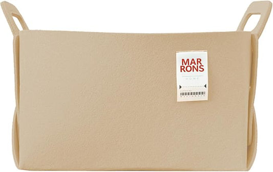 Collapsible Felt BEIGE Storage Bin Large 14.6"x9.4"x9.4" – Foldable Basket with Handles for Closet, Laundry Room Organization, Toy Storage, Decorative Storage Bins for Shelves, Nursery Storage