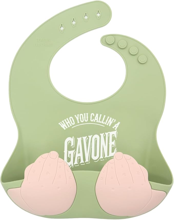 Teasin' Teethers Funny Italian Silicone Baby Bib with Pocket Food Catcher for Toddlers and Infants Funny Baby Bib Gift