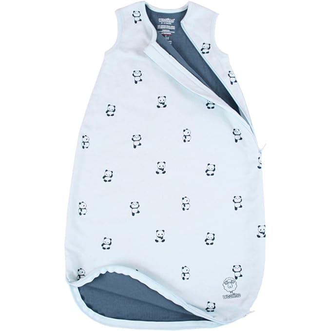 Woolino Merino Wool and Organic Cotton Baby Sleep Bag - 4 Season Classic Sleep Sack for Baby - Two-Way Zipper Sleeping Bag for Baby and Toddler - 6-18 Months - Panda