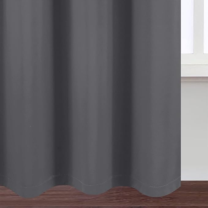 LEMOMO 100% Blackout Curtains 40 x 84 Inch/Frost Grey Curtains 2 Panels with Black Lining Room Darkening Thermal Insulated Bedroom Curtains