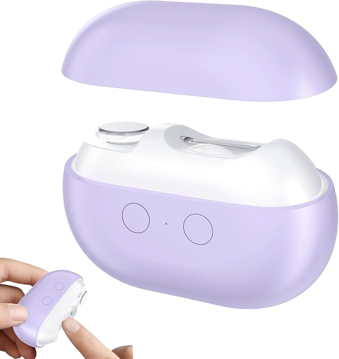 Smart Electric Nail Clipper, 3-in-1 Automatic Nail Trimmer & Polisher with 2 Speeds, LED Light, Rechargeable Nail Clippers for Seniors, Low Vision, Women, Men and Kids (Purple)