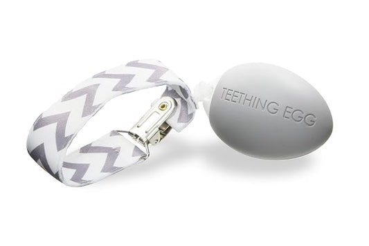 The Teething Egg Baby Teether – Freezable Teething Toy for Babies 3–6 Months up to 18 Months – Made in USA, Food-Grade TPE, Gray