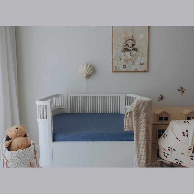 Dreamology Standard Crib Sheets Fitted, 2 Pack, Cotton Crib Sheet, Soft, Crib Sheet Boys, Girls, Neutral Crib Sheets, Toddler Bed Sheets, 52x28 Crib Mattress Sheet | Denim Blue,Sky Blue