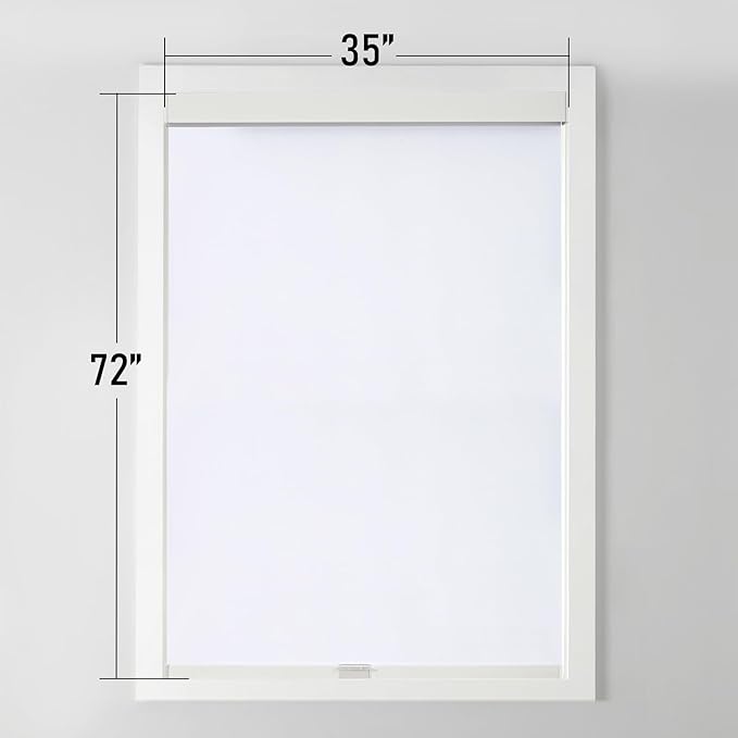 Cordless Blackout Roller Shades Blinds for Windows Free-Stop,Pull Down Room Darkening with Valance,Thermal Insulated Woven Fabric Window Door Blinds for Home,Office,White 35" W x 72" L
