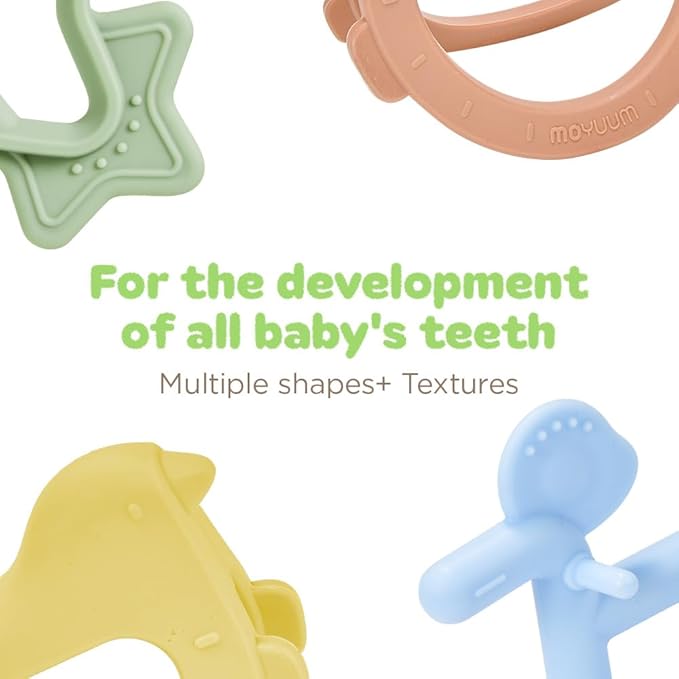 Moyuum Silicone Star Teether Toy | Made in Korea, Provides Teething Relief, Wearable Wrist Teether is Easy to Hold, Drop Resistant Bracelet, Babies 3+ Months