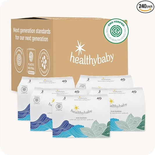 Our Diapers | The First EWG Verified & Microbiome-Friendly Diaper | 12-Hour Leak Protection | Made with Organic Cotton & Plant-Derived Materials | Totally Chlorine Free | Size 3 (240 Diapers)