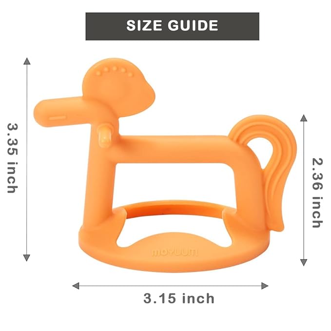 Moyuum Silicone Pony Teether Toy | Made in Korea, Provides Teething Relief, Wearable Wrist Teether is Easy to Hold, Drop Resistant Bracelet, Babies 3+ Months
