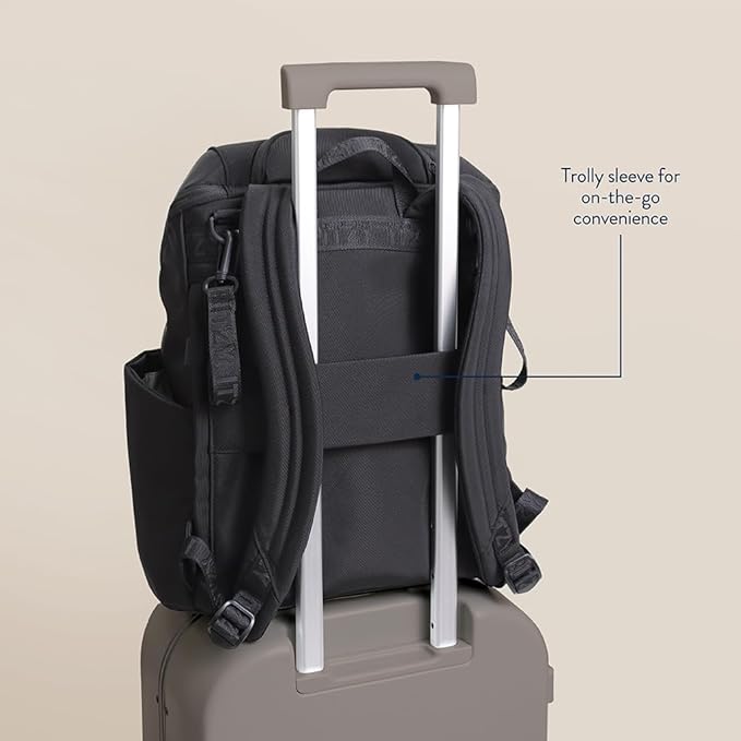 Itzy Ritzy Belong Bucket Backpack – Lightweight Diaper Bag Backpack Featuring 16 Pockets, Bucket Top Opening, Stroller Straps & Changing Pad; Organized and Stylish Everyday Family Backpack (Black)