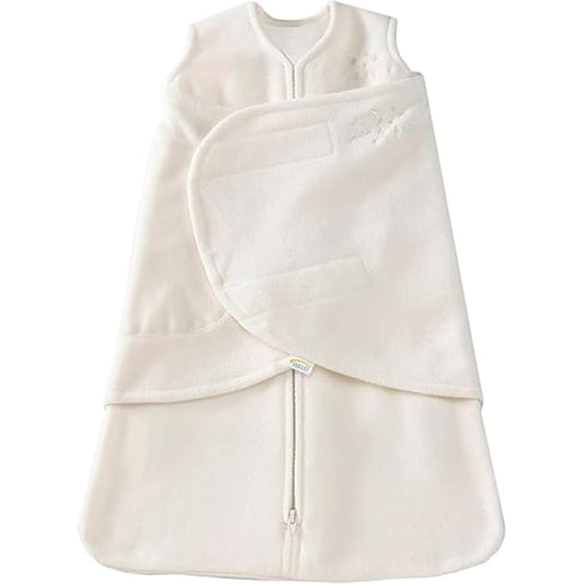 HALO Micro-Fleece Sleepsack Swaddle, 3-Way Adjustable Swaddle Blanket for Newborn and Infants, TOG 3.0 for Cold Climates, Hip Healthy, Cream, Newborn, 0-3 Months