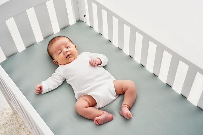 American Baby Company 2 Pack Fitted Crib Sheets 52" x 28" - Ultra Soft Microfiber Crib and Toddler Bed Sheets, White/Green, Neutral for Boys & Girls