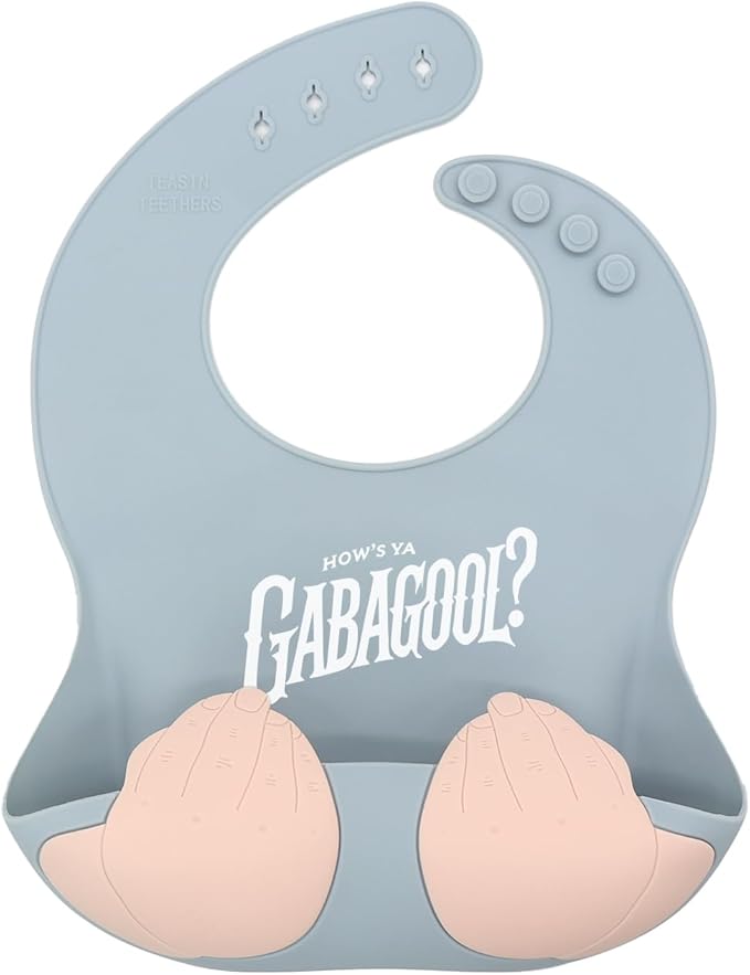 Teasin' Teethers Funny Italian Silicone Baby Bib with Pocket Food Catcher for Toddlers and Infants Funny Baby Bib Gift