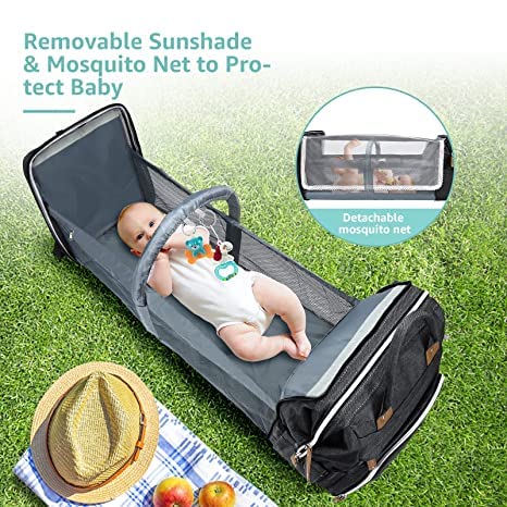 DERJUNSTAR Diaper Bag Backpack, Large Baby Bag with Changing Pad, Thick Padded Back & Straps, Laptop Compartment, Waterproof Travel Backpack with USB Port, Multi-Function for Mom & Dad, Black