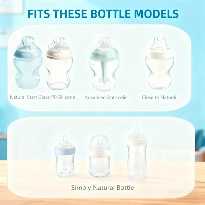 LSAUVWN 4-Count Silicone Bottle Nipples for Natural Start Anti-Colic Bottles & Advanced Anti-Colic Bottles & C to Natural Bottles and NUK Simply Natural Bottle, Anti-Colic Valve, Fast Flow, 6m+