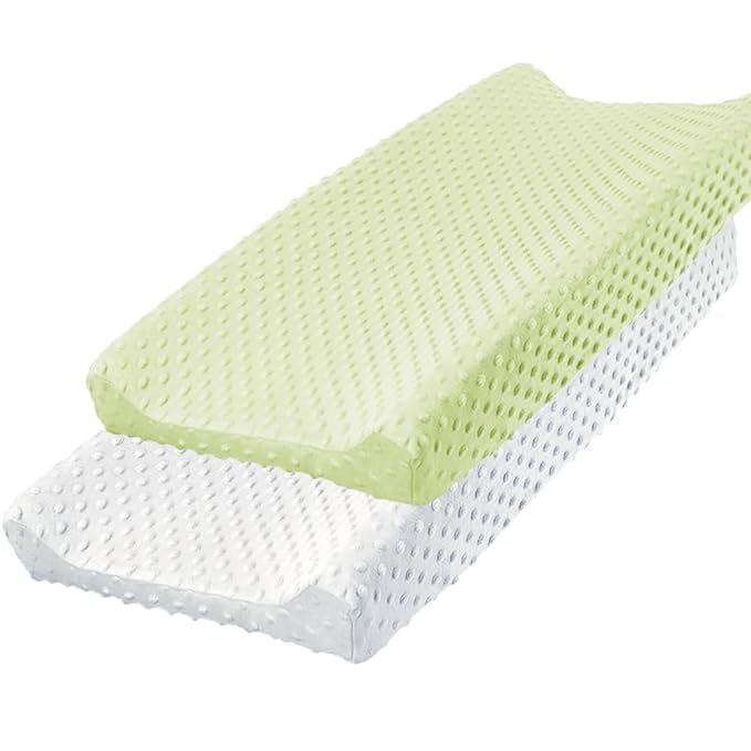 Owlowla Changing Pad Cover,Soft Minky Dots Changing Table Sheets for Baby Boy and Girl 2Pack (White&Lime Green)