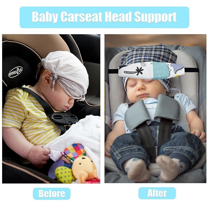 2 Pcs Baby Head Support for Car Seat, Carseat Head Support for Infant Toddler Kids Children Stroller Seat Neck Relief Head Band Sleeping Traveling (Whales and Octopuses)