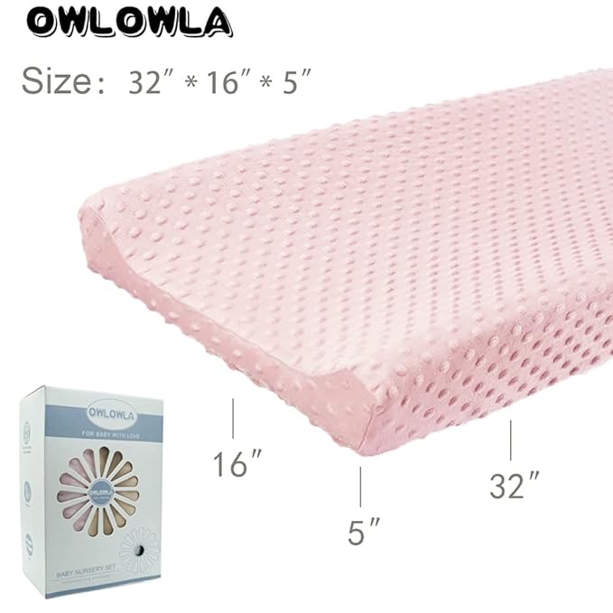 Owlowla Changing Pad Cover,Soft Minky Dots Changing Table Sheets for Baby Boy and Girl 2Pack (Pink&Cream)