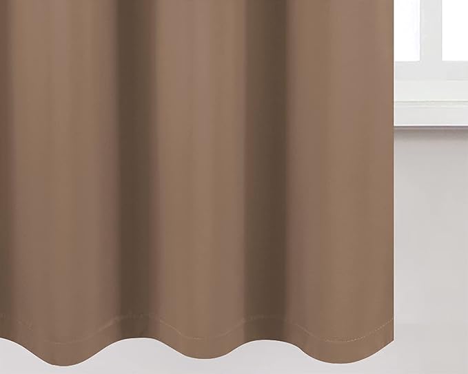 LEMOMO 100% Blackout Curtains 40 x 63 Inch/Cappuccino Curtains 2 Panels with Black Liner/Double Layer Full Room Darkening Curtains for Living Room