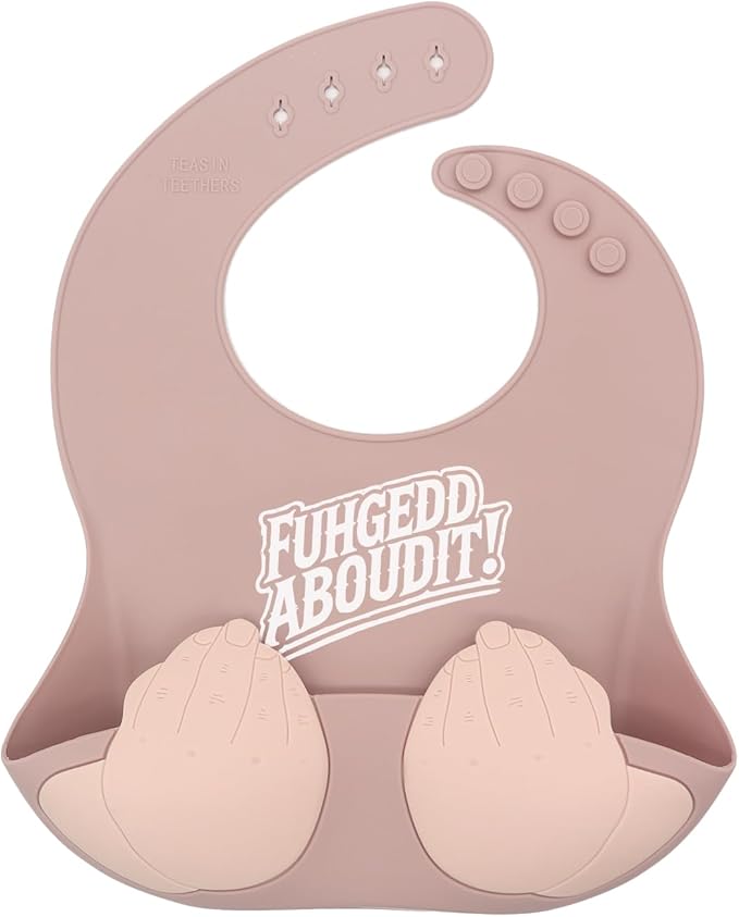 Teasin' Teethers Funny Italian Silicone Baby Bib with Pocket Food Catcher for Toddlers and Infants Funny Baby Bib Gift