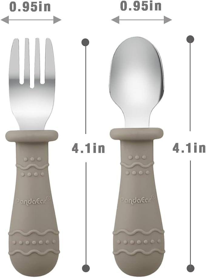 PandaEar 9-Piece Toddler Plates & Utensils Set, 3-Pack Suction Plates with 3 Spoons & 3 Forks, Silicone Baby Feeding Set