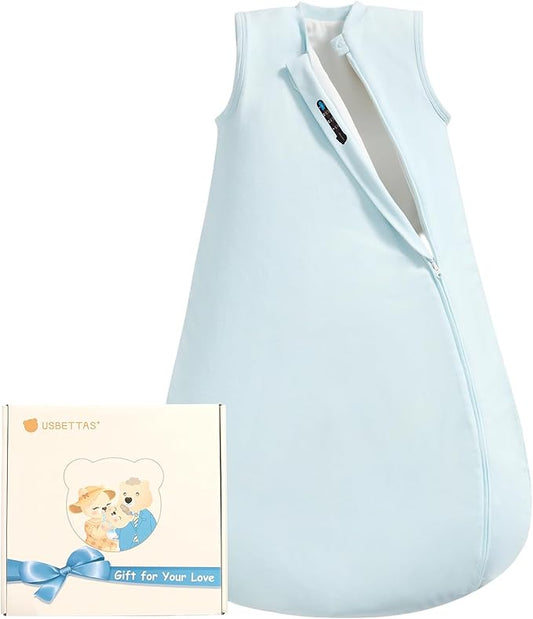usbettas 1.0 Tog 2.5 Tog Baby Sleep Sack, 100% Cotton Baby Sleeping Bag 3-24M, 2-Way Zipper Baby Wearable Blanket