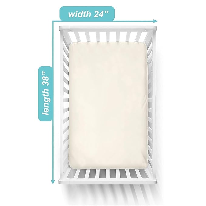 American Baby Company 2 Pack 100% Natural Cotton Fitted Mini Crib Sheets 38" x 24" - Soft & Breathable Small Nesting Portable Sheets, Fits Pack N Play Mattresses, Cream, for Boys & Girls