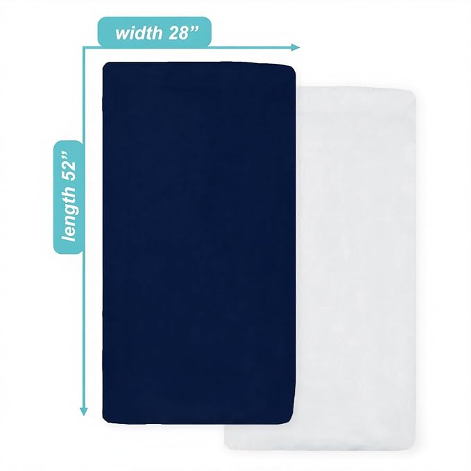 American Baby Company 2 Pack Fitted Crib Sheets 52" x 28" - Ultra Soft Microfiber Crib and Toddler Bed Sheets, White/Navy, Neutral for Boys & Girls