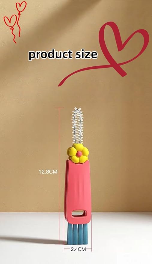 ZENWIZVOY 3 in 1 Cup Lid Cleaning Brush, New Cup Lid Cleaner with Brush, Multifunctional Portable Crevice Cleaning Brush Set for Baby Bottle Gap Tight Spaces, Home Kitchen Cleaning Tools (Multicolorx)
