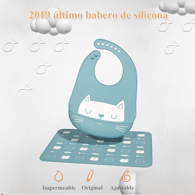 YINGJEE Baby Silicone Feeding Bibs, 3pcs Adjustable Waterproof Bibs for Feeding