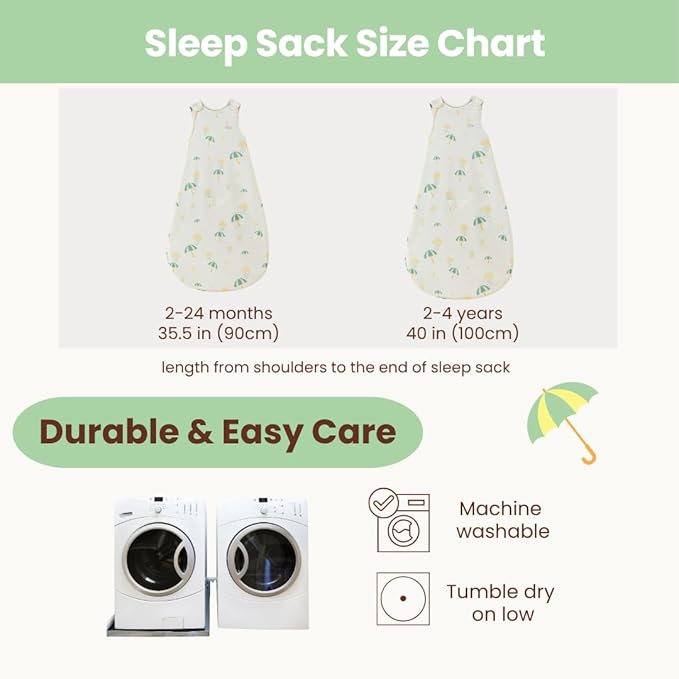AnZai Merino Wool & Organic Cotton Sleep Sack for 2-24 Months - 2 Way Zipper Adjustable Sleeping Bag, Year Round