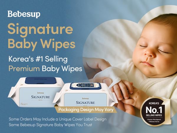 BEBESUP- Korea’s #1 Signature Baby Wipes - Hypoallergenic Water-based Unscented Alcohol-Free Ultra-Thick Super Seed Extracts Organic Plant-Based for sensitive skin Flip-Top 560 Count (8 Packs)
