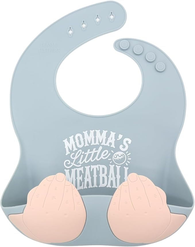 Teasin' Teethers Funny Italian Silicone Baby Bib with Pocket Food Catcher for Toddlers and Infants Funny Baby Bib Gift