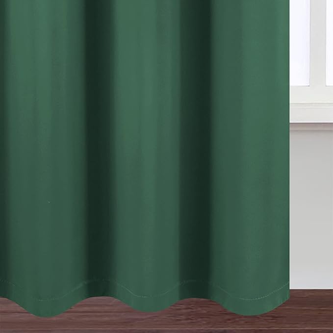 LEMOMO 100% Blackout Curtains 52 x 72 Inch/Green Curtains 2 Panels with Black Lining Room Darkening Thermal Insulated Bedroom Curtains