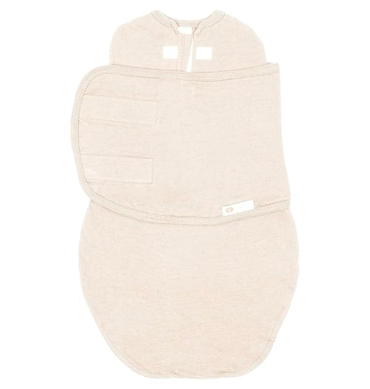 embé 2-Way Starter Baby Swaddle, 6-14 lbs, Newborn Infant Swaddle Sack 0-3 Months, Zip, Hook & Loop 0-3 Months Baby Wrap, Hip Healthy - Cream
